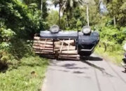 Akibat Jalan Licin, Pick Up di Trenggalek Alami Kecelakaan Tunggal