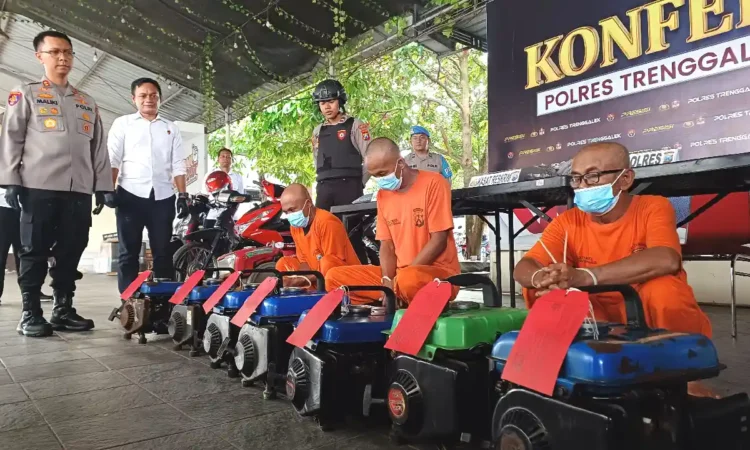 3 Pelaku Sindikat Maling Genset Kapal Nelayan di Trenggalek Diamankan